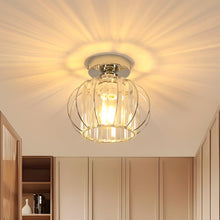 Carica l'immagine nel visualizzatore di Gallery, Goeco Plafoniera da Soffitto in Gabbia Metallo Cristallo E27 19cm, Cromo