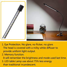 Carica l'immagine nel visualizzatore di Gallery, Lampada Lettura Con Clip Luce Da Scrivania Led Con Pinza, 3 Modalità &amp; 10 Livelli Di Luminosità Con Caricatore Usb Fless