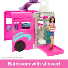 Carica l&#39;immagine nel visualizzatore di Gallery, Barbie-Camper dei Sogni Playset con Veicolo, con Ruote, Piscina, Scivolo, 7 Aree Gioco e Oltre 60 Accessori da Campeggio, Giocattolo per Bambini 3+ Anni, HCD46