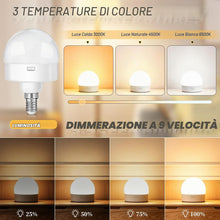 Carica l'immagine nel visualizzatore di Gallery, Lampadina Ricaricabile con Telecomando, Lampadina LED E14/E27 Dimmerabile, con Funzione Timer, 3 Temperature di Colore, 