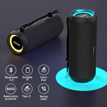 Carica l&#39;immagine nel visualizzatore di Gallery, RIENOK Cassa Bluetooth Portatile Potente 30W IPX7 Impermeabile Altoparlante Bluetooth, Bassi Potenti, Luce LED, AUX &amp; Micro SD