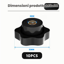 Carica l'immagine nel visualizzatore di Gallery, 10pcs Manopola A Stella M8 X 32, Dado Di Serraggio Per Vite A Stella, Maniglia Mobili Meccanica Apparecchiature Elettron