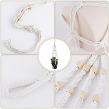 Carica l'immagine nel visualizzatore di Gallery, Confezione da 5 Cesti Appesi in Macramè, Portavaso Sospeso per Piante, Cesto Appeso Beige per Piante, Fioriere, Appendia