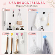 Carica l'immagine nel visualizzatore di Gallery, 8 Pezzi Ganci Adesivi a Forma di Cuore,HMCEY Ganci Asciugamani Doccia