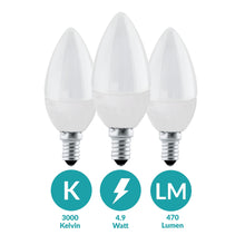 Carica l'immagine nel visualizzatore di Gallery, EGLO Set di 3 lampadine a LED E14, lampadine a forma di candela, 4,9 W