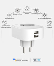 Carica l'immagine nel visualizzatore di Gallery, GHome Smart Presa intelligente Wi-Fi con USB, presa Alexa, confezione da 4 pezzi, misura il consumo energetico, presa WiFi con telecomando, controllo vocale e timer, compatibile con Alexa, Google Home