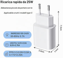 Carica l'immagine nel visualizzatore di Gallery, Caricatore USB C da 25 W, Spina Type-C PD 3.0 adattatore di alimentazione universale USB C caricatore rapido compatibile