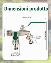 Carica l'immagine nel visualizzatore di Gallery, Rubinetto da Giardino con 2X 3/4 Pollici, Doppio Resistente al Gelo, Rubinetto Premium da 3/4 Pollici, Doppio Resistente