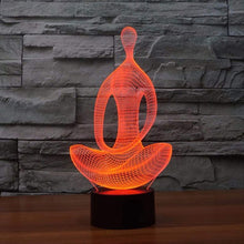 Carica l'immagine nel visualizzatore di Gallery, Creativo 3D Yoga Meditazione Luce Notturna 16 Colori Mutevoli Telecomando USB Potere Toccare Cambiare Lampada Arredament