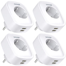 Carica l'immagine nel visualizzatore di Gallery, GHome Smart Presa intelligente Wi-Fi con USB, presa Alexa, confezione da 4 pezzi, misura il consumo energetico, presa WiFi con telecomando, controllo vocale e timer, compatibile con Alexa, Google Home