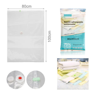6 Sacchetti Salvaspazio, Sottovuoto Per Vestiti e Piumoni, 15 Misure Disponibili (80X100cm)