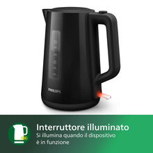 Carica l'immagine nel visualizzatore di Gallery, Philips Series 3000 Bollitore, Capacità 1,7 L, Formato Famiglia, Resistenza Piatta, Spia Luminosa LED, Facile Riempimento, Indicatore in Tazze, Nero (HD9318/20)