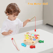 Carica l&#39;immagine nel visualizzatore di Gallery, LinStyle Giochi Bambini 3 Anni, Giochi di Pesca, Giochi Montessori Magnetici di Pesca in Legno mit 10 Pesci e Due Canne da Pesca, Regalo Bambino per 3 4 5 6 Anni