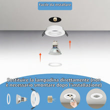 Carica l'immagine nel visualizzatore di Gallery, Cornice Faretti incasso cartongesso GU10 Orientabili Alluminio Bianco, Portafaretto Faretto led da incasso per cartonges