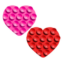 Carica l'immagine nel visualizzatore di Gallery, 2 Pezzi Di Ventose Per Cellulare In Silicone, Adesive Per Custodia, Multifunzione, Design A Forma Di Cuore, Rosso E Rosa
