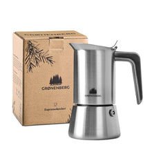 Carica l'immagine nel visualizzatore di Gallery, Groenenberg Moka induzione 4 Tazze (200 ml) | Caffettiera induzione (Acciaio Inox) | Moka con Guarnizione di ricambio &amp; istruzioni