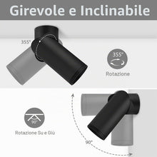 Carica l'immagine nel visualizzatore di Gallery, KYOTECH Nero Faretto da Parete o Soffitto Orientabile, Attacco GU10 per Lampadina, Plafoniera, Lampada da Soffitto per I