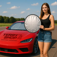 Carica l'immagine nel visualizzatore di Gallery, Terryshop74® Parasole per Parabrezza Auto Pieghevole e Richiudibile, Protezione Solare Interna, Fissaggio con Alette Par