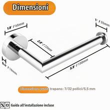 Carica l'immagine nel visualizzatore di Gallery, HITSLAM- Porta rotolo di carta igienica in acciaio inox cromato, montaggio a viti, per bagno e cucina, rotondo, in accia