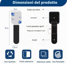 Carica l'immagine nel visualizzatore di Gallery, 50 Clip Autoadesive per Gestione Cavi Sotto Scrivania - con Sistema Gancio e Anello, Riutilizzabili, Regolabili, per PC,