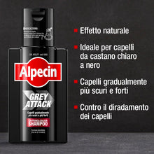 Carica l'immagine nel visualizzatore di Gallery, Alpecin Grey Attack Shampoo Colorante Uomo 1x200ml | Colore Capelli Grigi Naturale | Rinforzante Capelli Uomo | Shampoo 