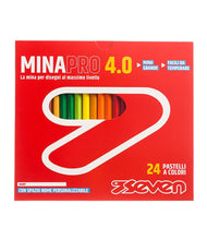 Carica l'immagine nel visualizzatore di Gallery, Seven Set Matite Colorate - Scatola da 24 pz - Confezione Pastelli Scuola, Ufficio - MINA 4.0 - Spazio Etichetta Nome