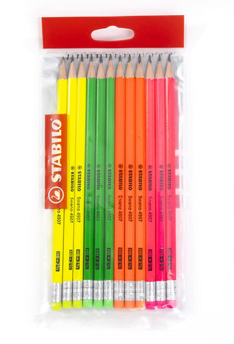 Matita in grafite - STABILO Swano fluo - Pack da 12 - Colori assortiti