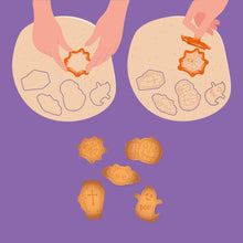 Carica l'immagine nel visualizzatore di Gallery, Legami - Formine per Biscotti, Halloween, Cookie Cutters, Set di 5 Forme Diverse con Timbro, Adatte anche ai Bambini