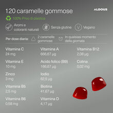 Carica l'immagine nel visualizzatore di Gallery, Multivitaminico con 12 Vitamine e Minerali - 120 Caramelle Gommose Mora