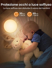Carica l'immagine nel visualizzatore di Gallery, KOOFIT Luce Notturna Bambini, Lampada Notturna per Bambini con 8 Colori RGB e Timer, USB Ricaricabile Lampada da Comodin