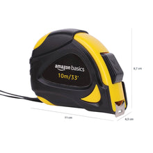 Carica l'immagine nel visualizzatore di Gallery, Amazon Basics metro per misurazione, autobloccante, 10 m, con scala metrica decimale (scala di precisione MID), Nero, Gi