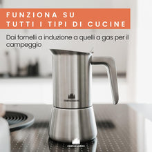 Carica l'immagine nel visualizzatore di Gallery, Groenenberg Moka induzione 4 Tazze (200 ml) | Caffettiera induzione (Acciaio Inox) | Moka con Guarnizione di ricambio &amp; istruzioni