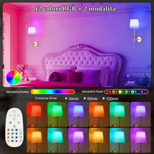 Carica l'immagine nel visualizzatore di Gallery, HOTUT Applique da Parete, 2 Pezzi Applique da Parete Interno con Telecomando, Lampada da Muro RGB Dimmerabile, Lampada d