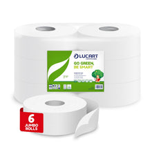 Carica l'immagine nel visualizzatore di Gallery, Lucart Professional, Confezione da 6 Rotoli Jumbo di Carta Igienica Ecologica, 2 Veli, Morbida e Consistente, 100% Ricic