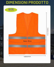 Carica l'immagine nel visualizzatore di Gallery, 10 Pezzi Gilet Catarifrangente Alta Visibilità - Giubbotto Sicurezza 2 Strisce Riflettenti per Edili, Ciclisti, Running,