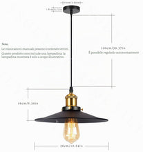 Carica l'immagine nel visualizzatore di Gallery, Lampadario a Sospensione Vintage Ombrellone E27 - Stile Industriale Plafoniera Interna Luce da Soffitto Nera 26 cm - Mat