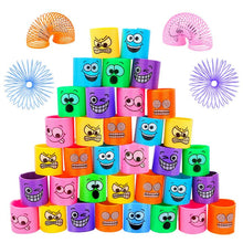Carica l'immagine nel visualizzatore di Gallery, MOOING 36Pezzi Mini Smiley Spring,Molle Giocattolo per Bambini,Mini Molle Magiche,Rainbow Spirali Regalo,Giocattoli a Molla Arcobaleno per Festa Riempitivi Diverti,Verde,6 colori in totale（31*19*3.8）