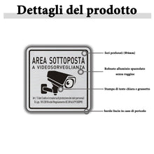 Carica l'immagine nel visualizzatore di Gallery, 2 Cartelli Area Videosorvegliata in Alluminio con Avviso GDPR, 10x10cm Cartello Videosorveglianza con Adesivo Cartelli v