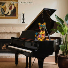 Carica l'immagine nel visualizzatore di Gallery, Aohcae Lampada a forma di gatto a forma di mosaico, lampada Tiffany a forma di gatto, bella lampada vintage a forma di a