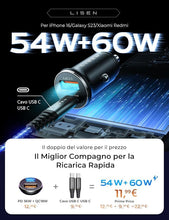 Carica l'immagine nel visualizzatore di Gallery, LISEN Caricatore Auto USB C 69W+60W Cavo【PD &amp; QC3.0 Rapido】 Caricatore Auto Accendisigari, Caricabatterie Auto USB C Kit di Accessori da Auto Per Cellulari Compatibile con iPhone 17 16 15 Pro Max