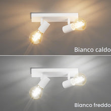 Carica l'immagine nel visualizzatore di Gallery, Klighten Faretti da Soffitto Orientabili Bianco con 2 Attacco E27, Vintage Industriale Plafoniera 2 Luci Interno, lampad