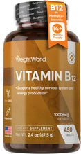 Carica l'immagine nel visualizzatore di Gallery, Vitamina B12 Metilcobalamina 1000mcg, 450 Micro Compresse da 6mm, 14+ Mesi