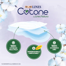 Carica l'immagine nel visualizzatore di Gallery, Assorbenti LINES COTONE by Natura Notte con ali x10 per ciclo mestruale