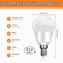 Carica l'immagine nel visualizzatore di Gallery, Ddlisu Lampadina LED E14 Golf 2W, Classe Energetica A, Bianco Caldo 3000K, Lampadina G45/P45, Equivalente a 40W, Non Dim