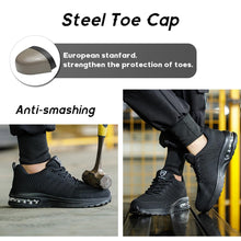 Carica l'immagine nel visualizzatore di Gallery, Scarpe Antinfortunistiche Uomo Donna Leggere e Comode Scarpe da Lavoro con Punta in Acciaio Sportive Scarpe da Cantiere Antiscivolo Traspiranti 01 Nero Assoluto EU 43