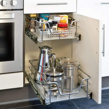 Carica l'immagine nel visualizzatore di Gallery, BAKAJI Set 2 Cassetti Telescopici Cassetto Telescopico Mobili Cucina Cestello Mensola Estraibile Mobile Salvaspazio con Binario in Acciaio Inox (60 cm Set 2 Pezzi)