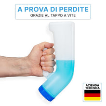 Carica l'immagine nel visualizzatore di Gallery, ARNOMED Bottiglia per urina per donne e uomini 1000ml, orinatoio con coperchio e attacco aggiuntivo, bottiglia per urina