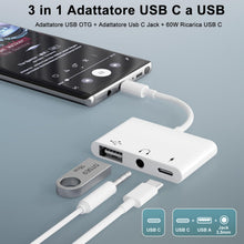 Carica l'immagine nel visualizzatore di Gallery, UniTriox Adattatore USB C 3 in 1 con Jack Audio 3,5mm e Caricabatterie PD