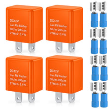 Carica l'immagine nel visualizzatore di Gallery, Gebildet 4pcs 12V 2Pin Elettronico Relè Lampeggiante, Rele Con Regolatore Frequenza Lampeggio Frecce Led Indicatori di Direzione, Velocità Regolabile per Auto e Moto (Arancio)