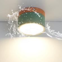 Carica l'immagine nel visualizzatore di Gallery, Plafoniera LED, faretto decorativo in legno montato su superficie, mini plafoniera rotonda verde, bianco caldo 3000K, 12